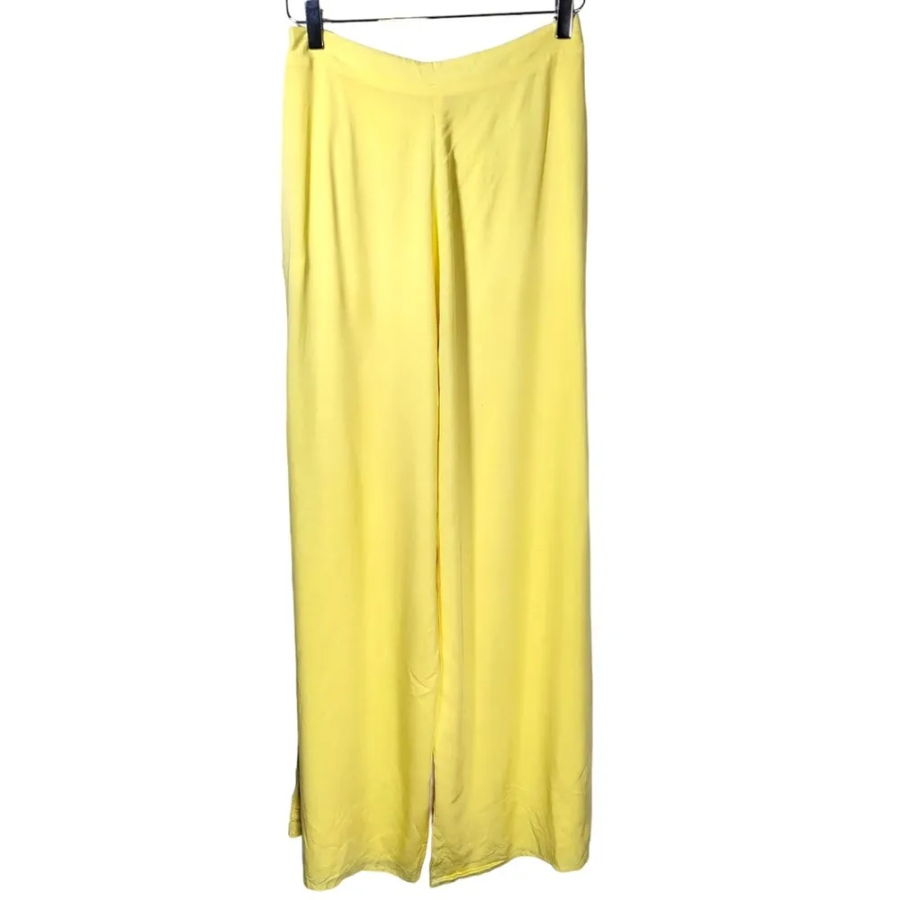 Showpo. x Anthropologie Narissa Side Splits High Waisted Wide Leg Pants in Lemon Yellow Size 4 - Image 13