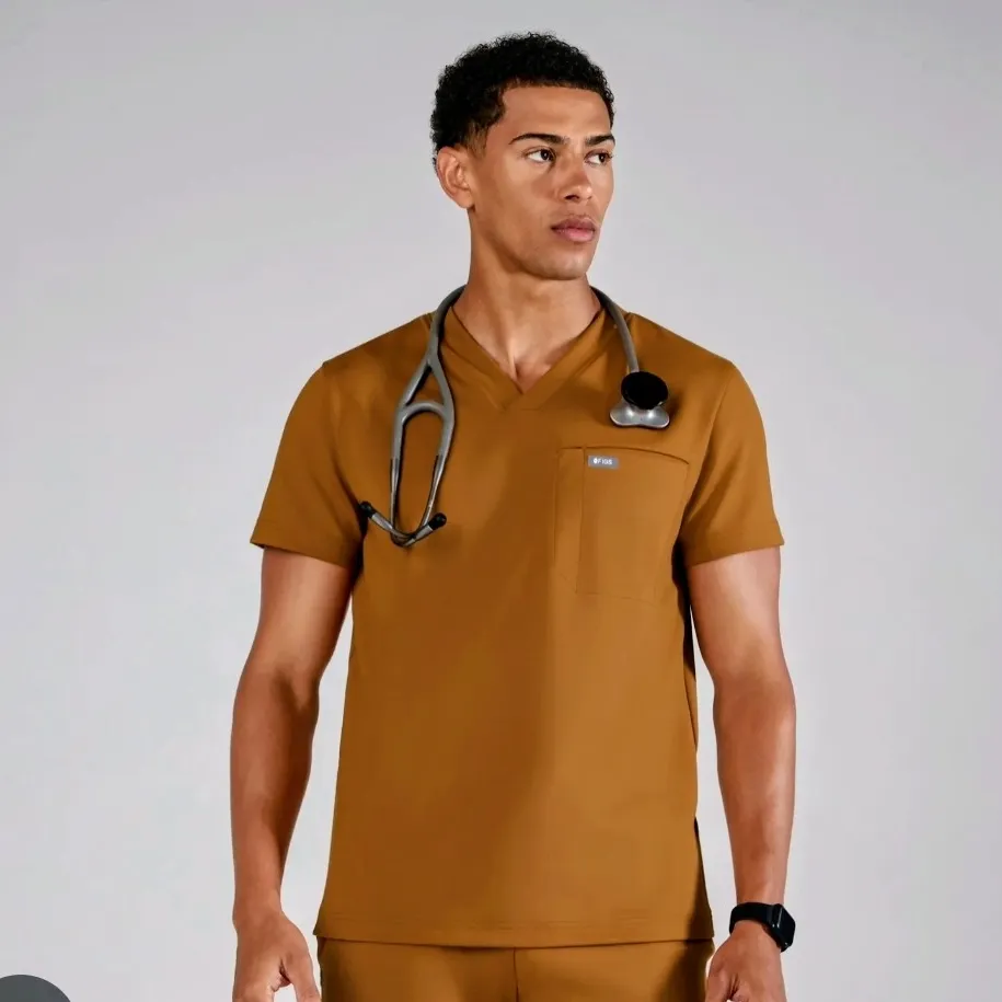 Figs Women's Tan Short Sleeve Scrub Top - Image 2