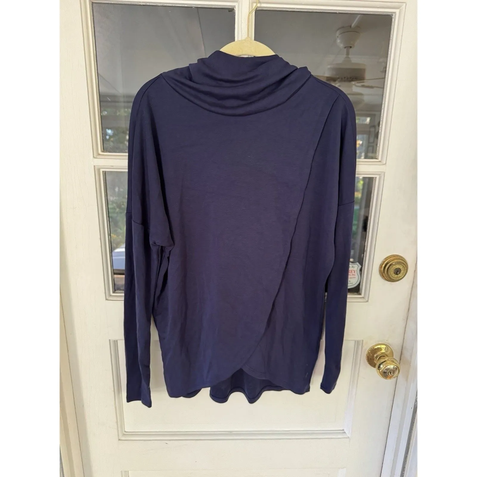 Cable & Gauge Studio Navy Blue Cowl Neck Pullover Hoodie Women's S Athleisure - Image 6