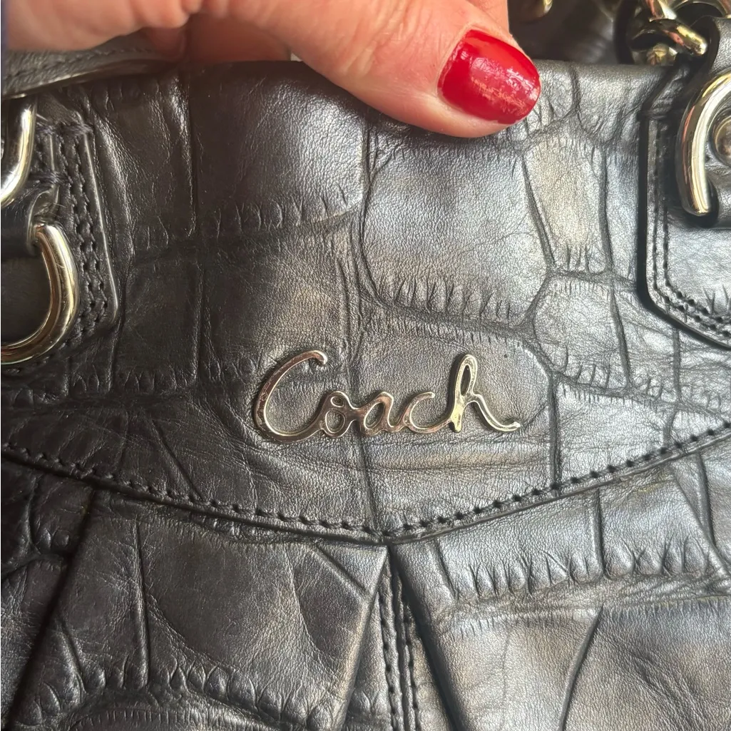 AUTHENTIC Coach 1941  Croc-Embossed Leather zip Tote - Image 8