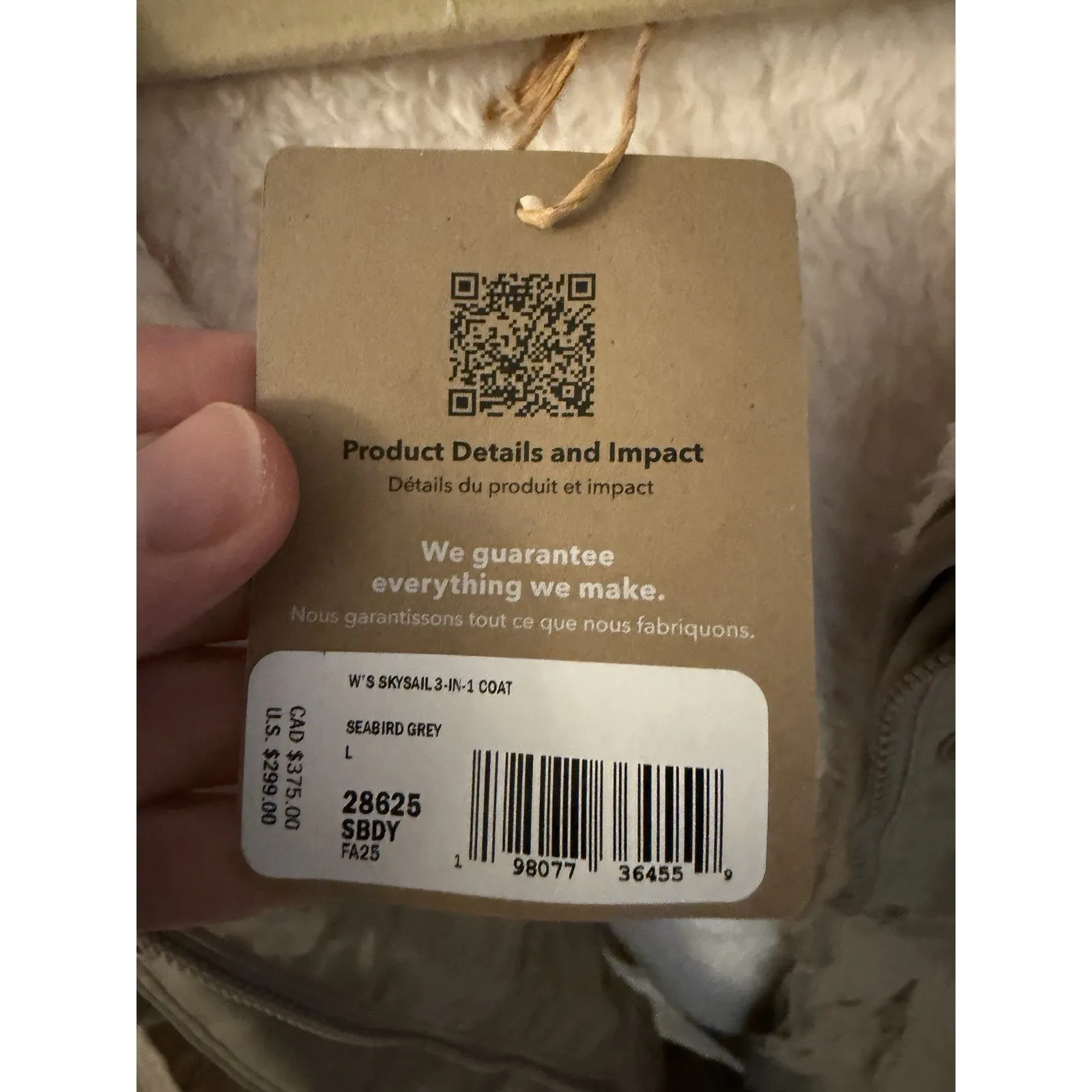 Patagonia Women's Skysail 3-in-1 Coat Seabird Grey Sz L NWT $299 - Image 7