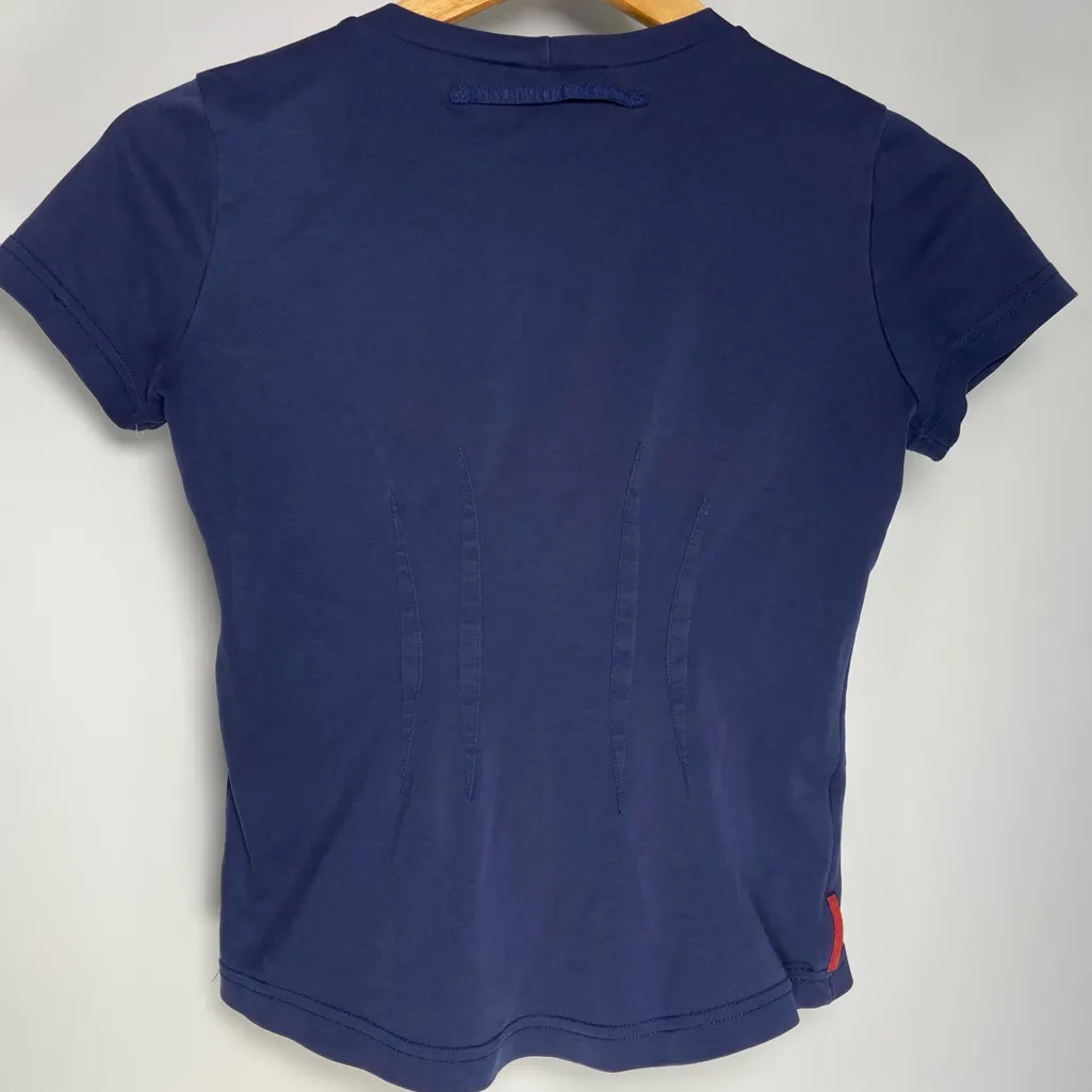 Vintage Prada 90s Sport Navy Blue T-shirt Red Tab Quiet Luxury Preppy Size M - Image 5