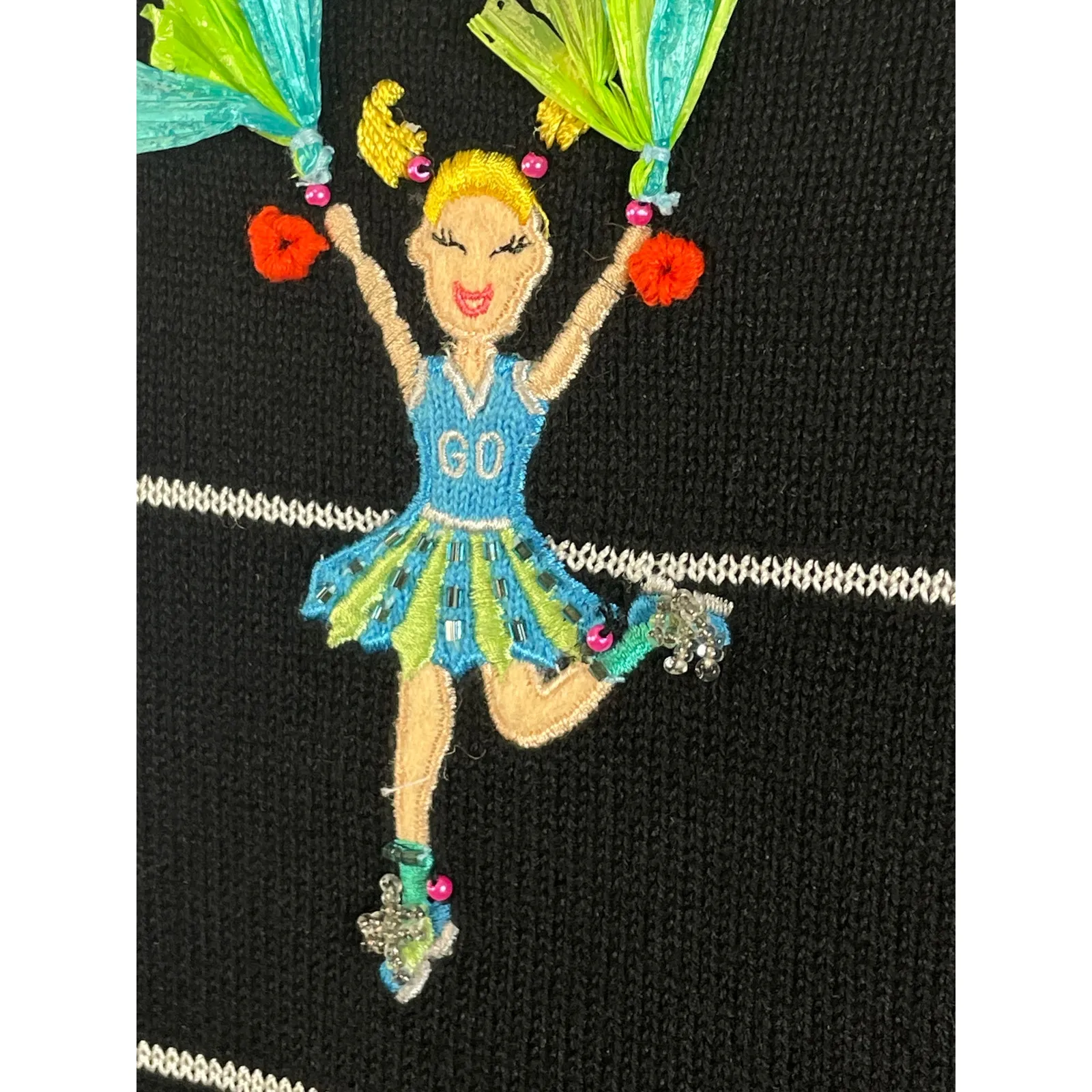 Jack B.Quick Black Cheerleader Football Embroidered Beaded Cardigan Hoodie PL Size undefined - Image 6