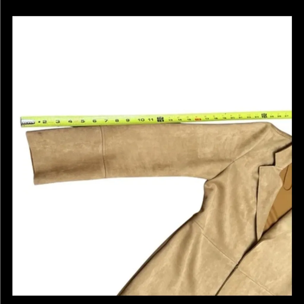 Premise Studio Faux Suede Leather Longline Jacket Trench Coat Camel Tan Size M ECU - Image 9