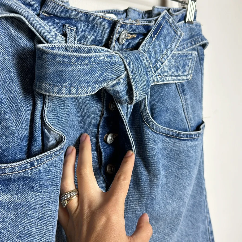 We The Free East of Eden Paper‎ Bag Denim Belted Skirt - Image 5