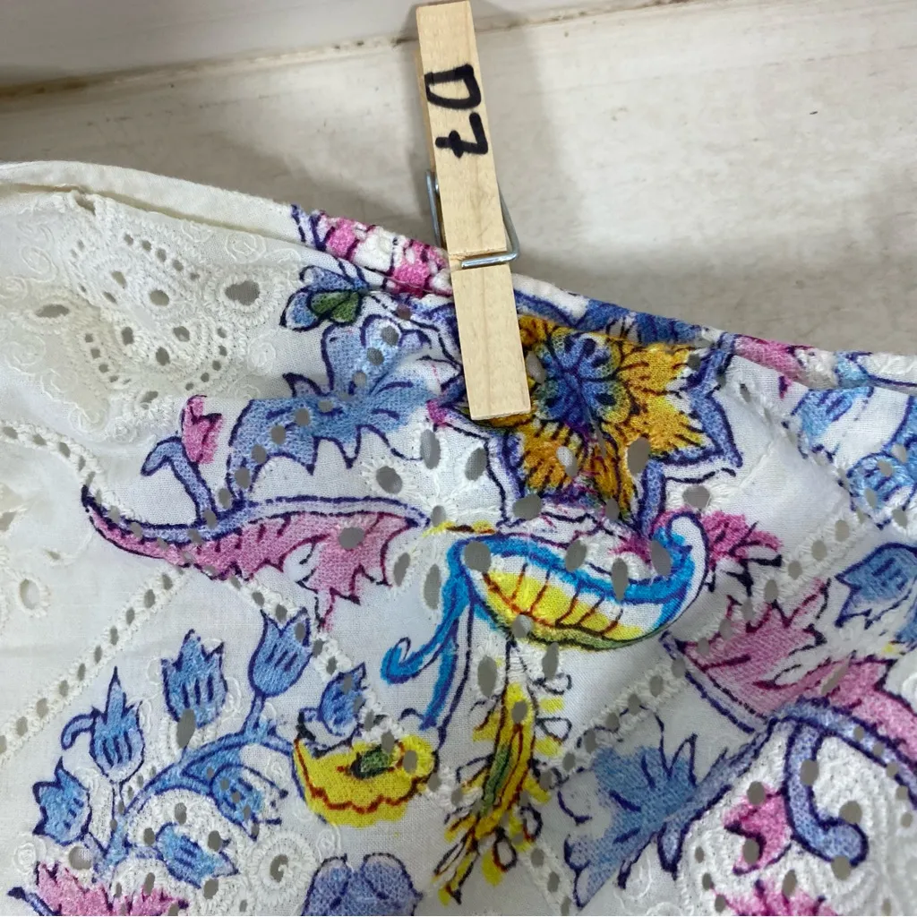 HEMANT & NANDITA Vana One Sleeve / Shoulder Floral Ruffled Mini Dress Size‎ XL White - Image 9