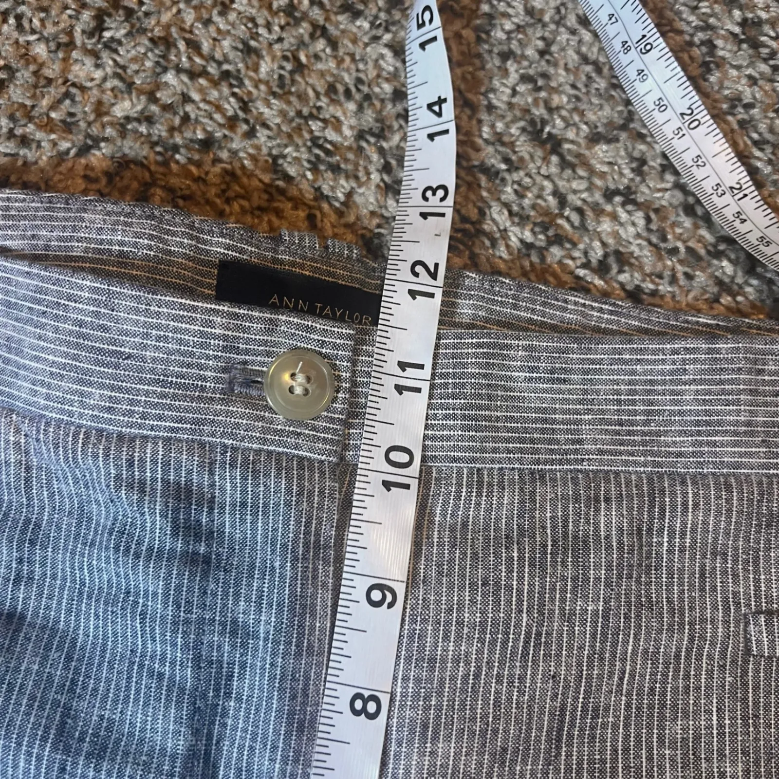 Ann Taylor Womens Size 14 Gray Striped Linen Blend Career‎ Trousers Pants - Image 5