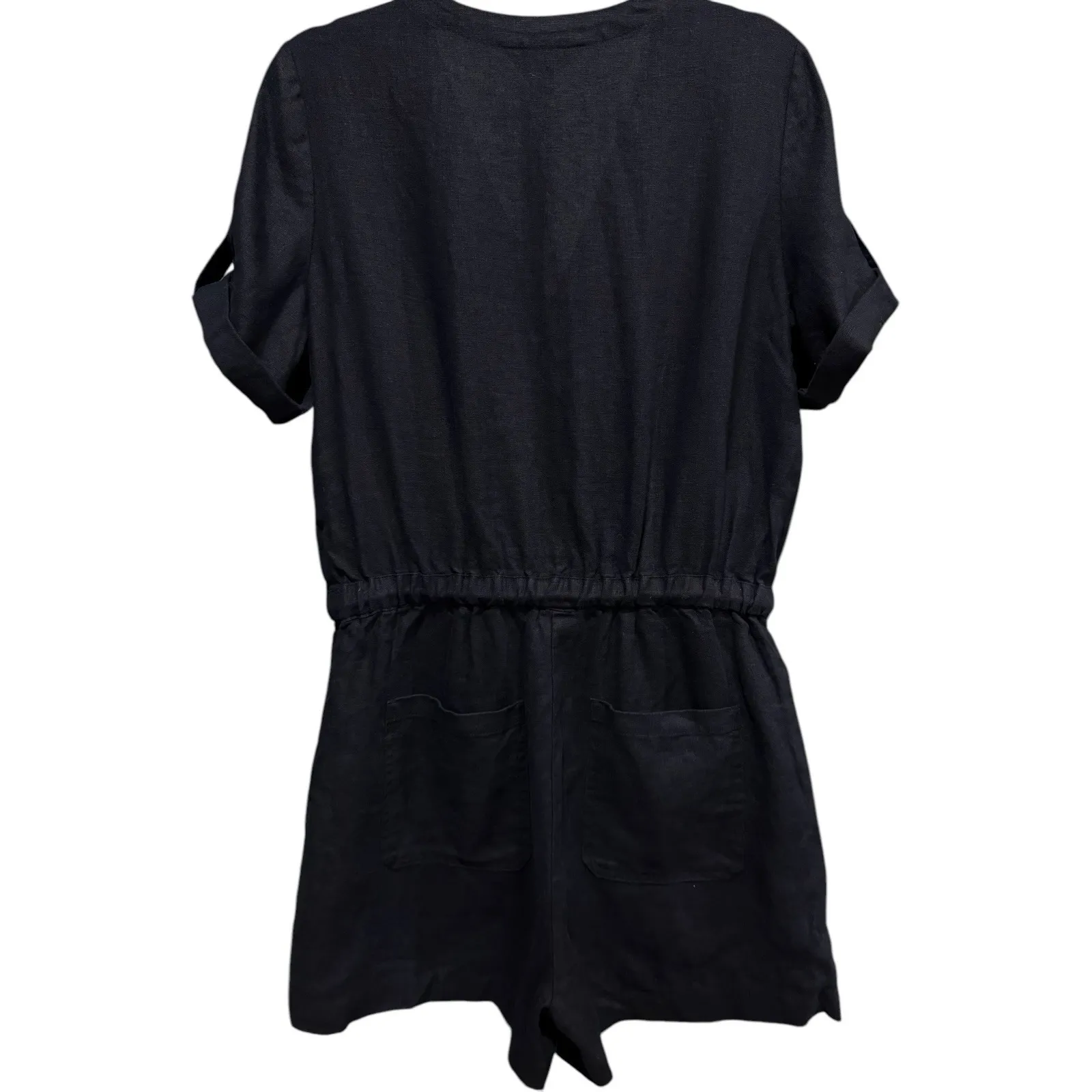 Lauren Ralph Lauren Navy 100% Linen Utility Romper Shorts Casual Jumpsuit Sz 4‎ - Image 2