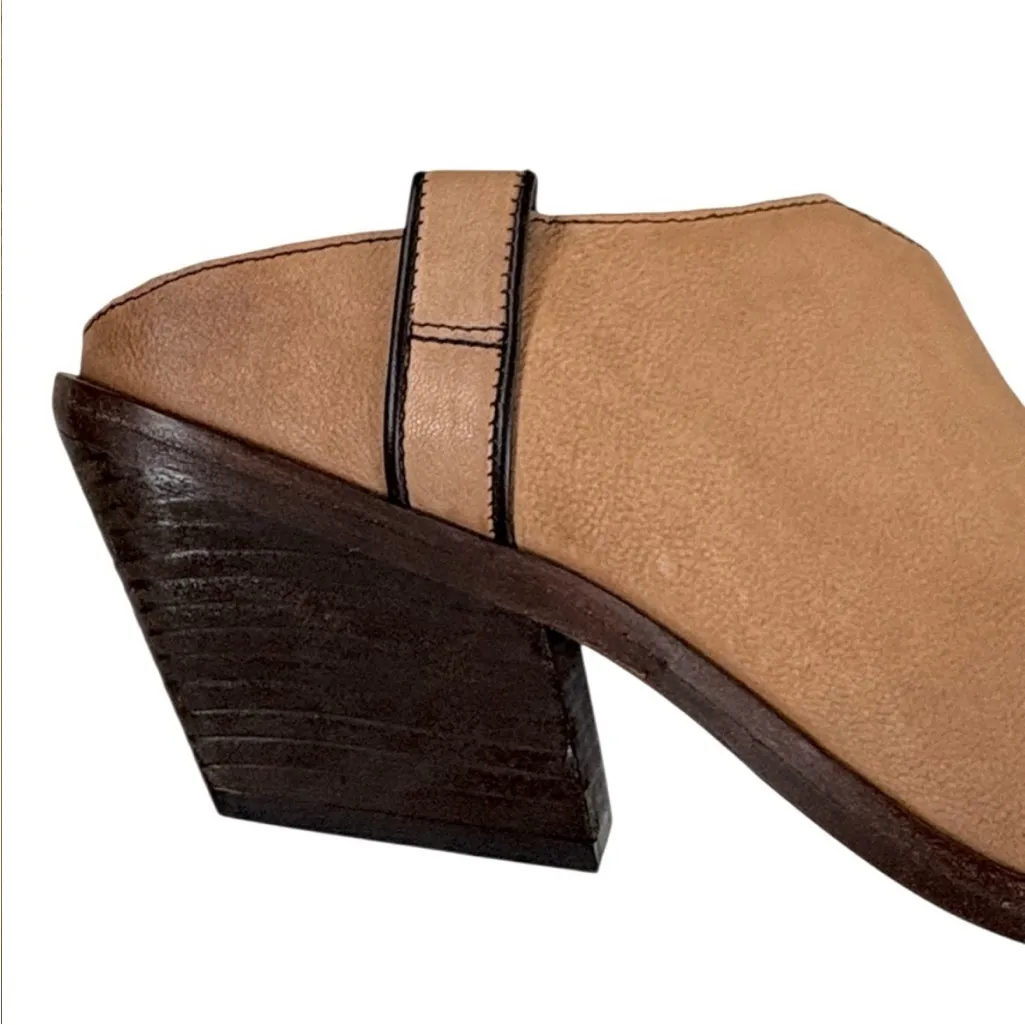 Like New Free People Leather Margarita Heeled Mules Sand Dollar Size 8 - Image 8