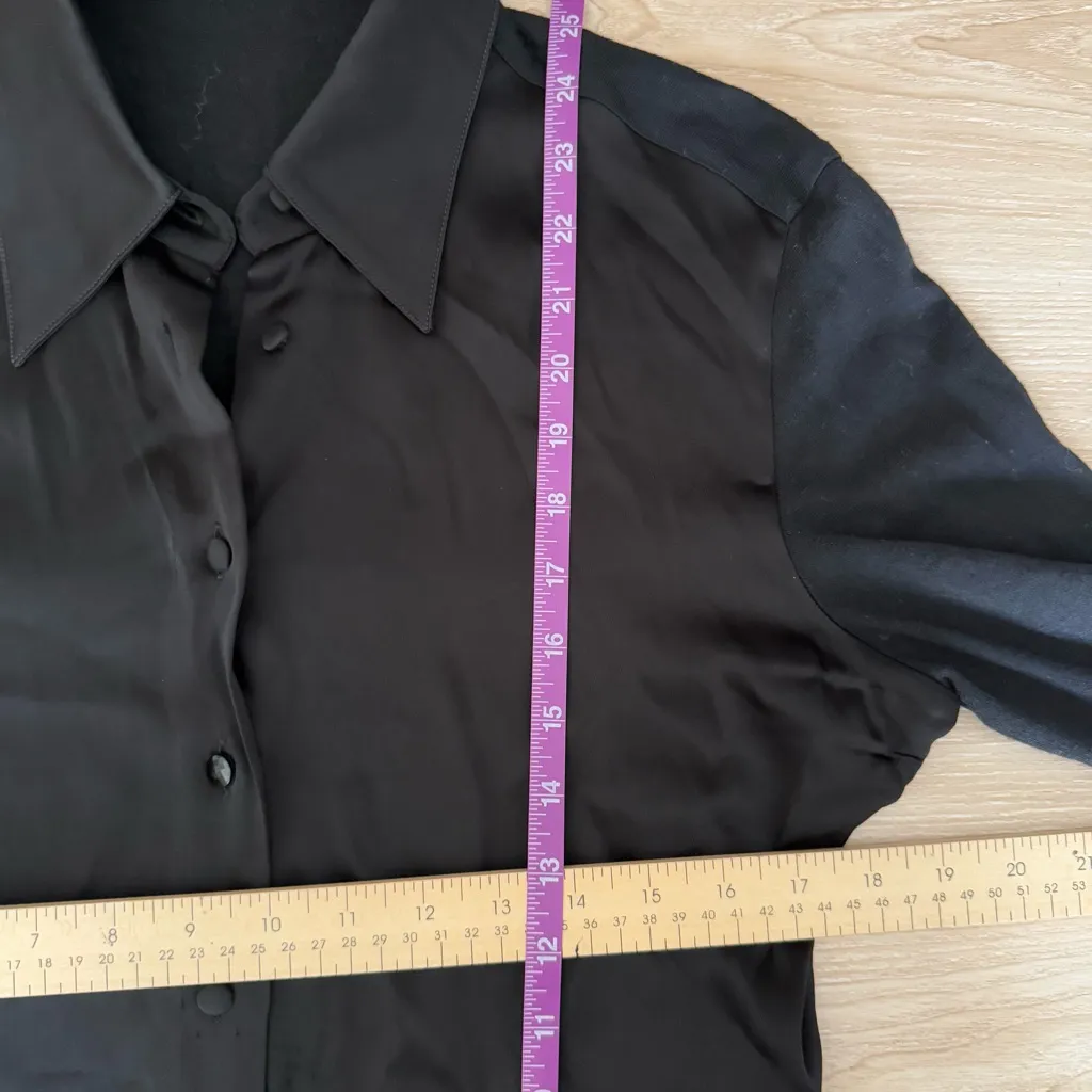 Iceberg 44 US Medium Large Button Up Long Sleeve Shirt Black Virgin Wool Office - Image 8