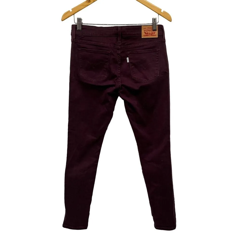Levi's 711 Skinny Jeans Deep Plum Purple Maroon Midrise Stretch Denim - Image 2