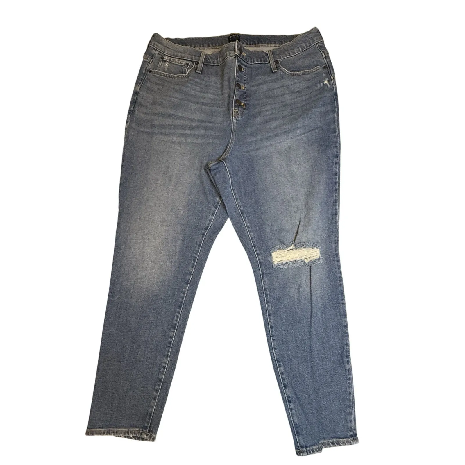 JCrew 10" High Rise Skinny‎ Jeans Allday Stretch Womens Denim Distressed Size 35 - Image 2