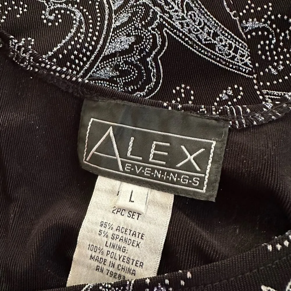 Alex Evenings Set Paisley Jacket Tank Top Set Glitter Black Wedding Formal Party - Image 4