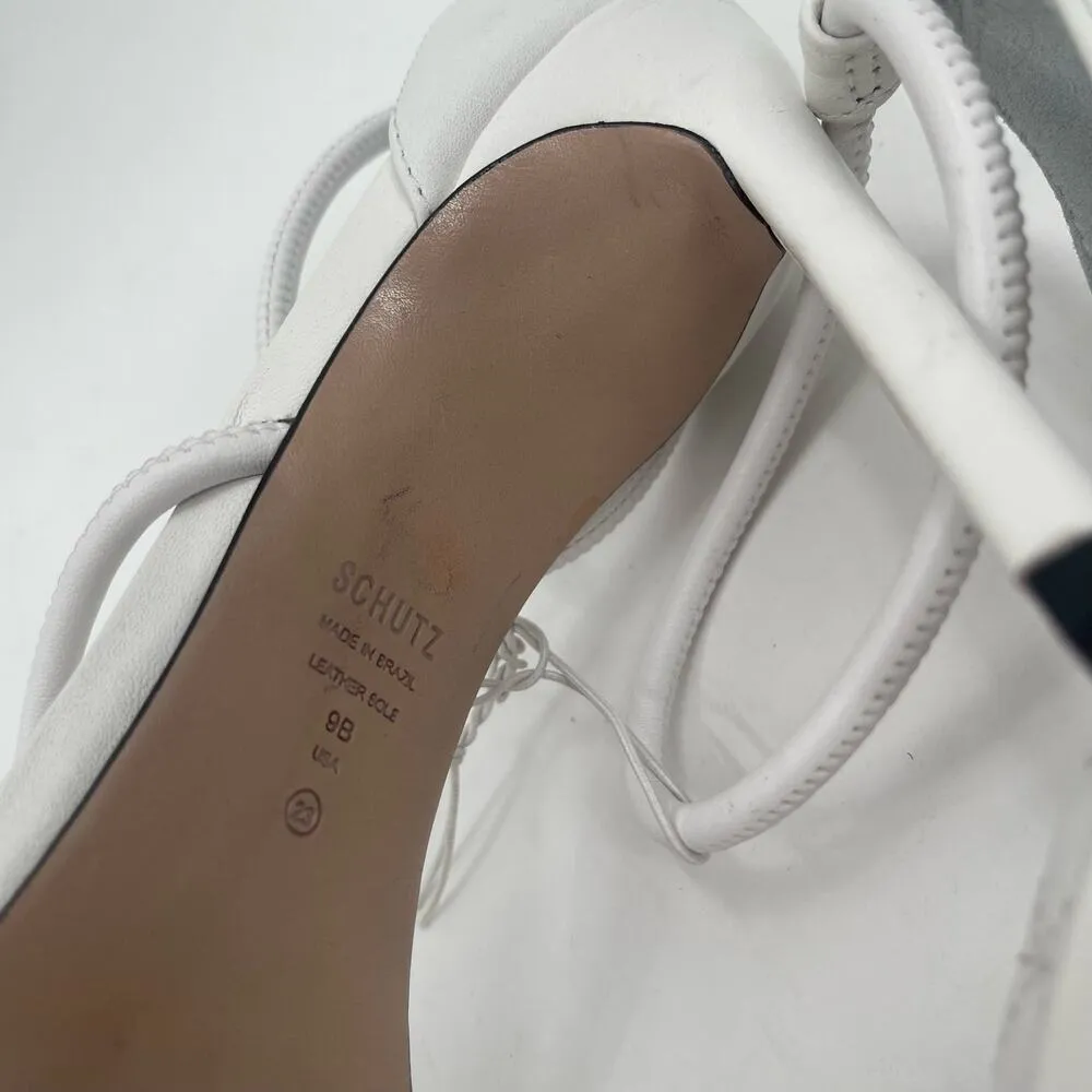SCHUTZ Gaiah Heels Size 9 White Strappy High Heel Bungee Cord Stretch Stiletto - Image 12