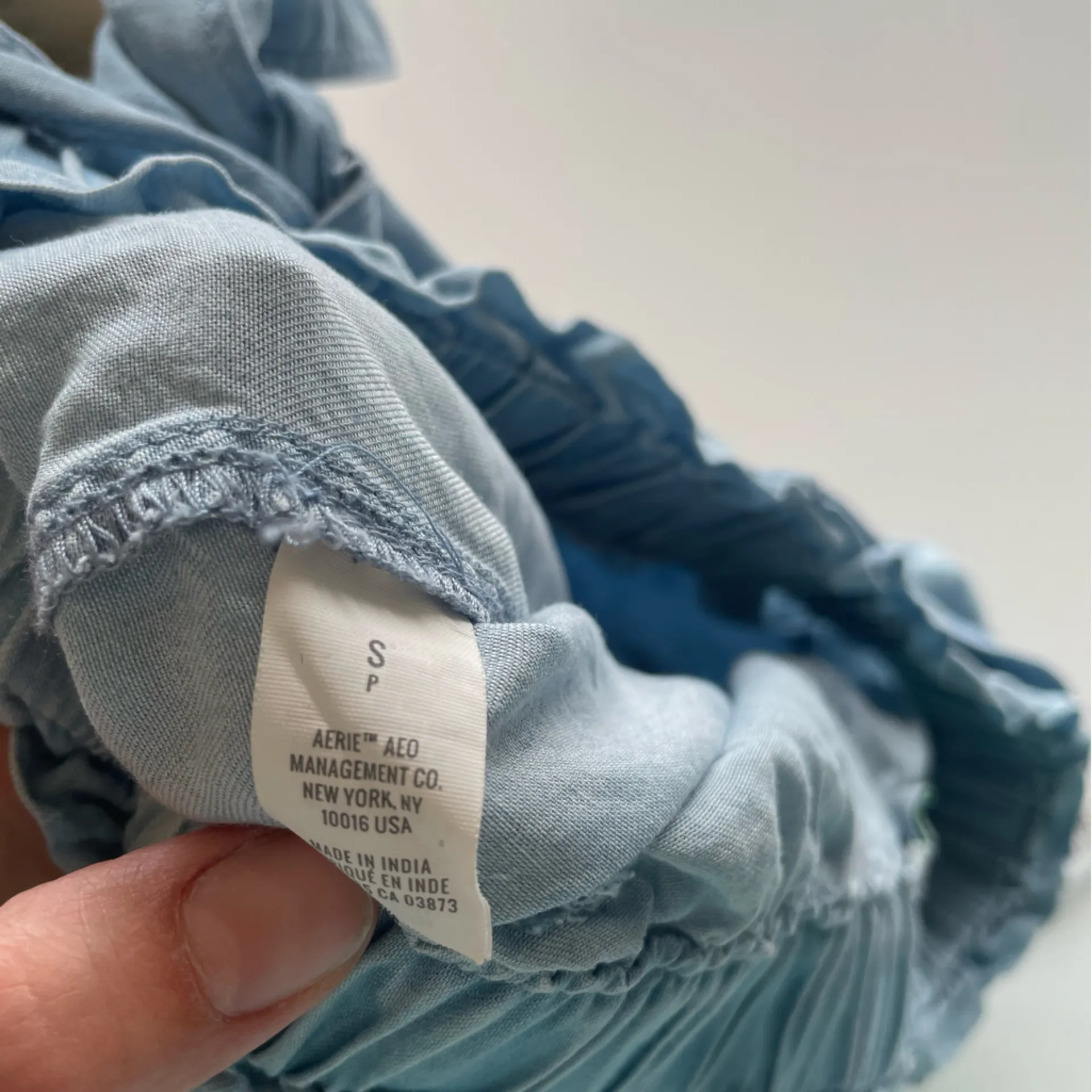 Aerie light blue paper bag‎ style shorts soft material women’s size small - Image 6