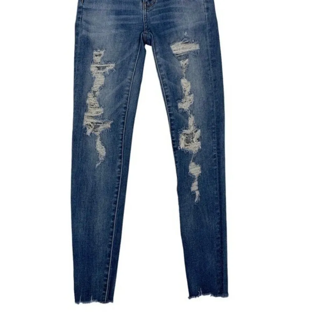 American Eagle Jeans 00 Skinny Distressed Blue Low Rise Y2K - Image 3