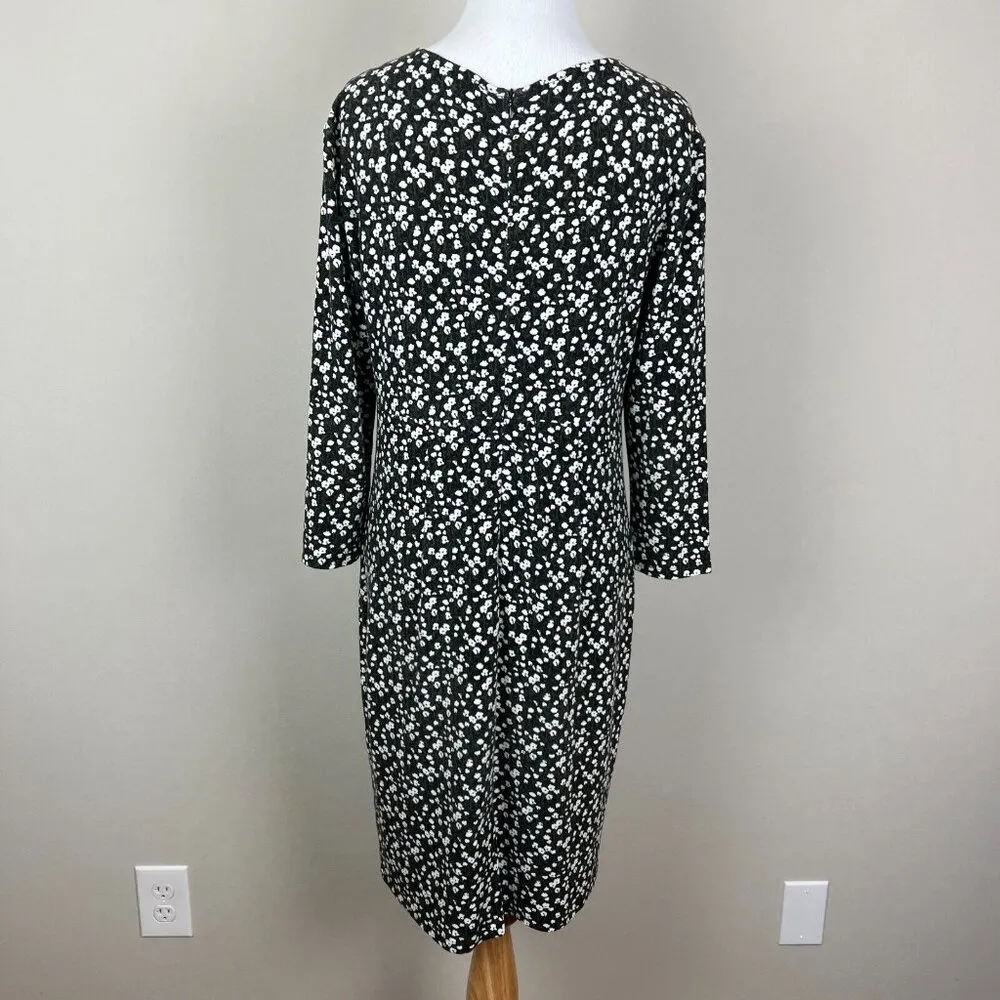 Max Mara Weekend Dress Womens Medium Black Green Floral Sheath Stretch Knit Knee - Image 5