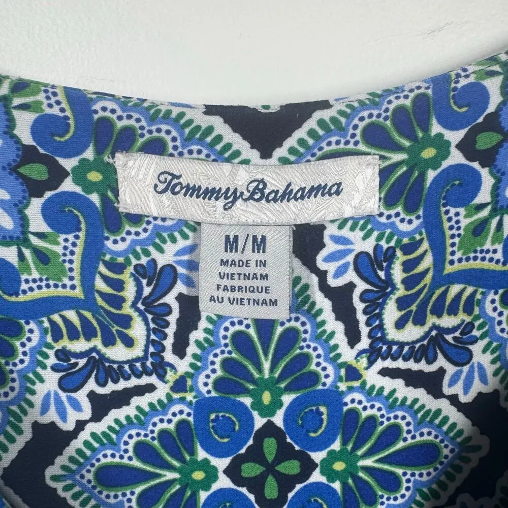 Tommy Bahama Jumpsuit Women M Blue Green Floral Midi Length Coastal Vacation - Image 4