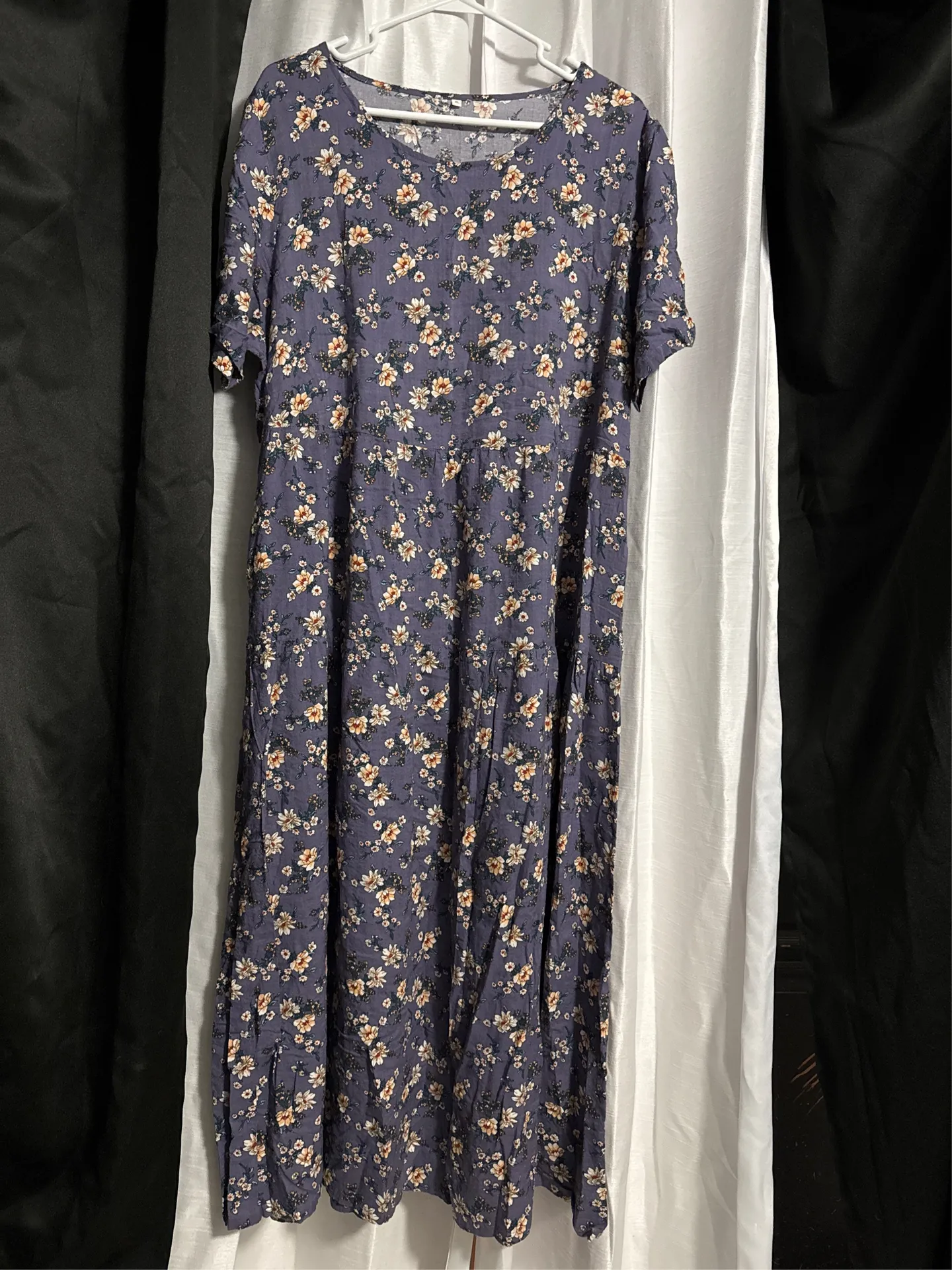 YESNO Casual Loose Bohemian Floral with Pockets Short Sleeve Long Maxi Dress - Image 5