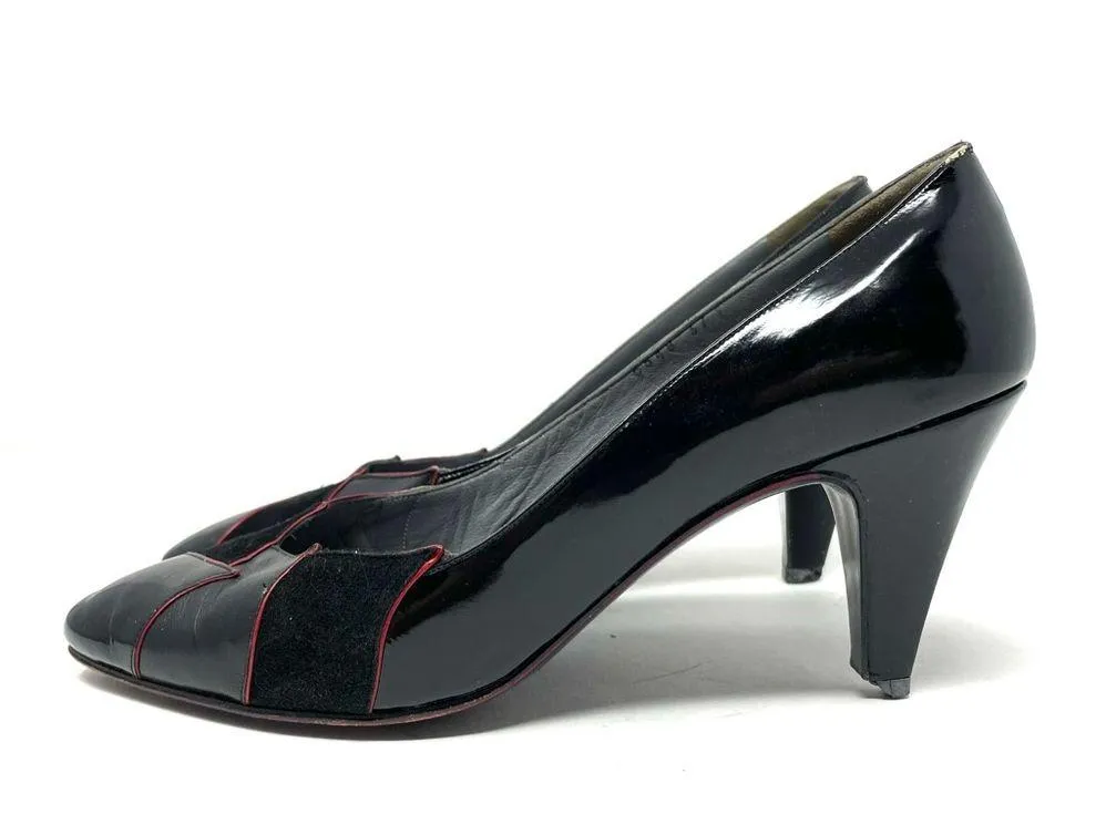 c1980s vintage CIRO BISANTI black leather heels, made in Italy, size 37 - Image 6