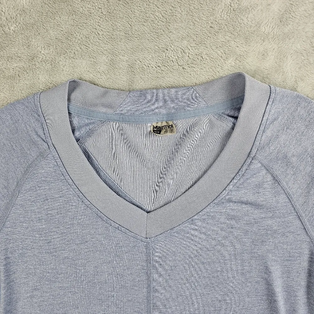 Marmot Jayla Long Sleeve V-Neck T-Shirt Dusk Heather Blue Women's Size Medium - Image 2
