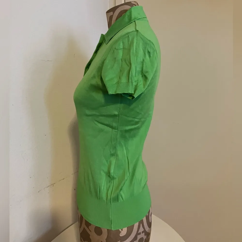 Vintage Japanese LAUTREAMONT LADIES POLO SHIRT/TOP Green Size S - Image 2