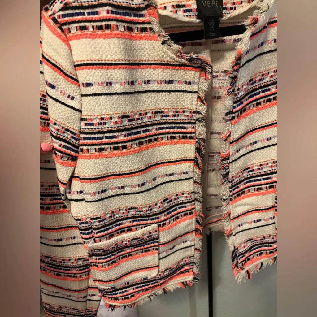 [Anthro] Belle Vere Tweed Fringe Open Blazer Sz M NWOT - Image 4