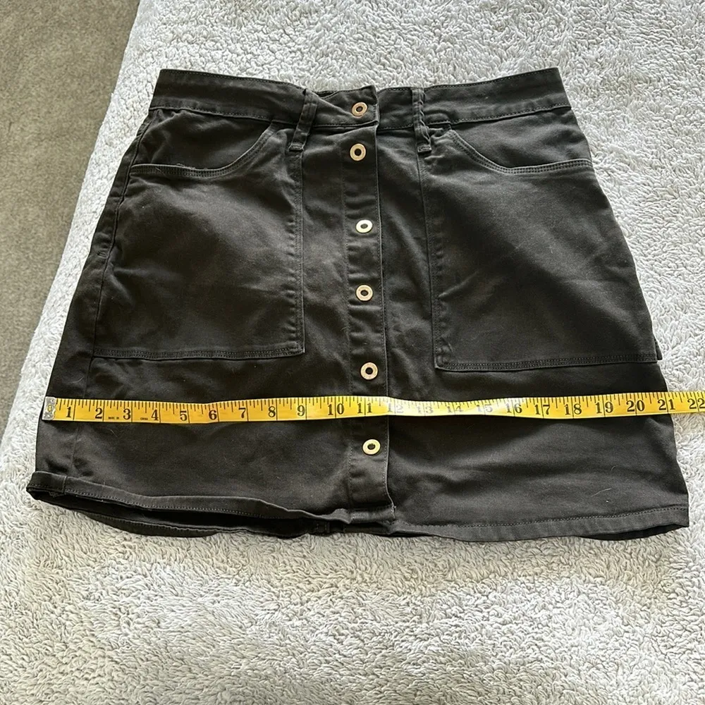 Good American Size 10/30 A-Line Button Front Mini Skirt Dark Olive Green Denim - Image 11