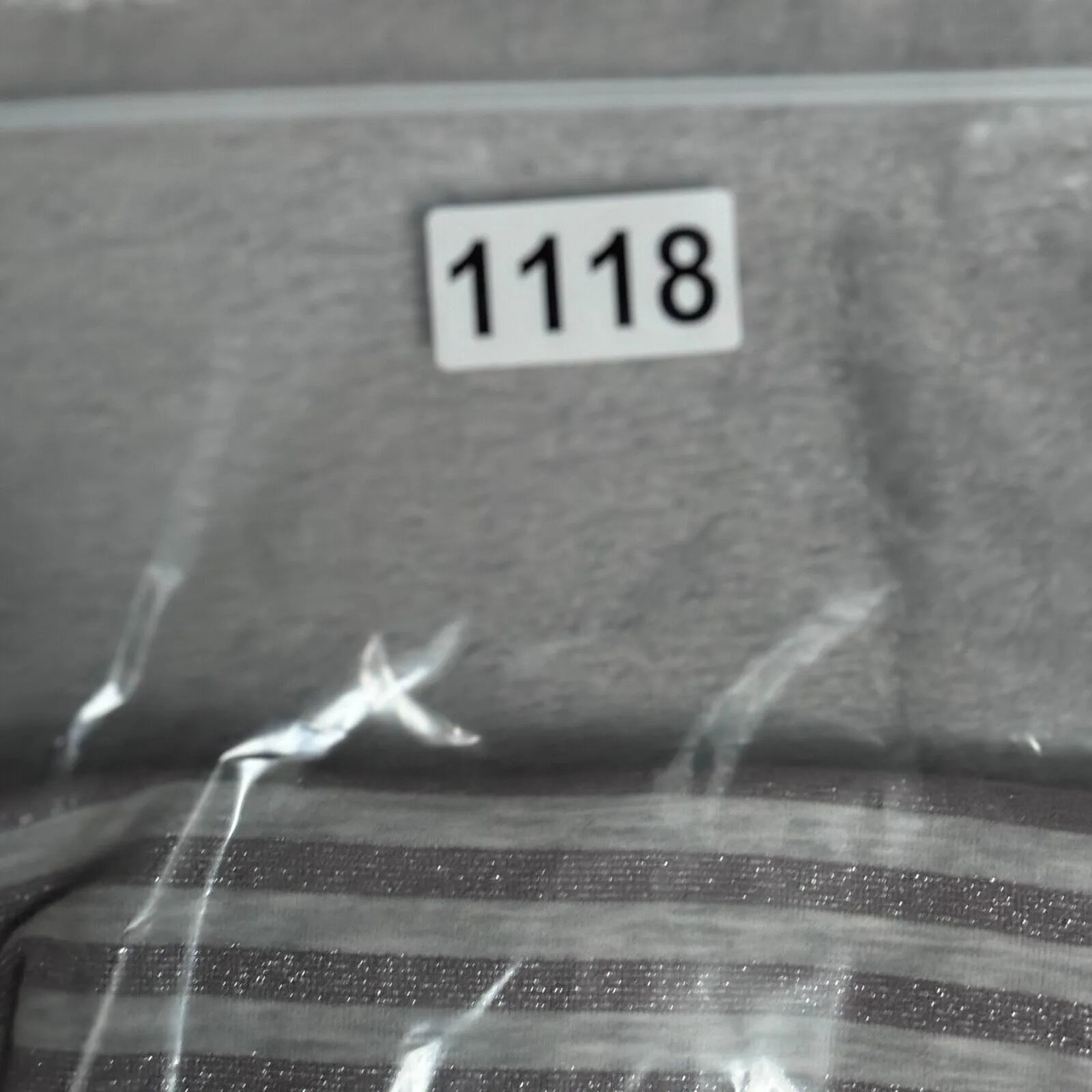 Chicos Shirt Womens Small Gray White Striped Silver Glitter Basic Neutral Casual - Image 7