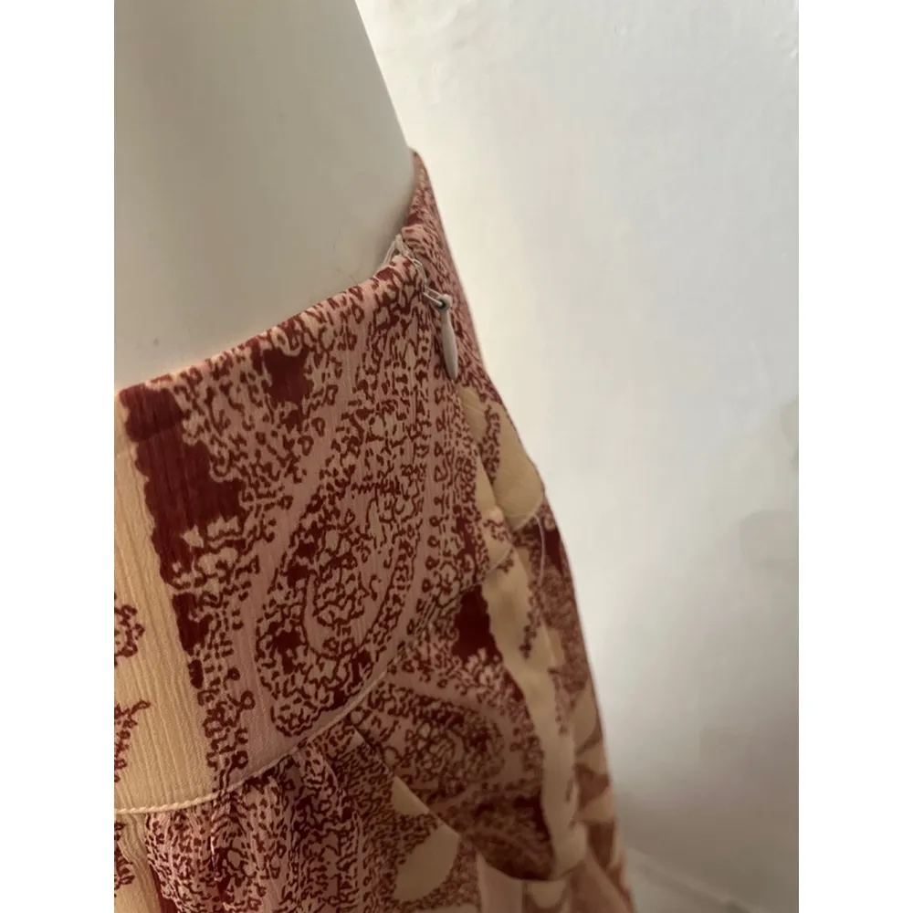 Ann Taylor paisley Red & Pink indian rustic country Aline rustic print skirt 4 - Image 2