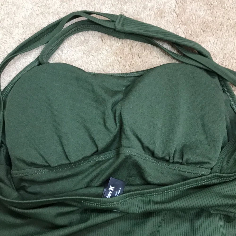 Hurley Women’s Ribbed Olive Green Crossover Straps One Piece Bathing Suit - Image 4