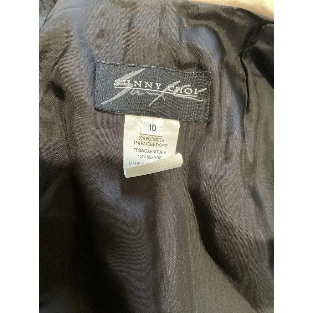 Sunny Choi Black Cream Womens Tuxedo Blazer Jewel Button 10 - Image 5