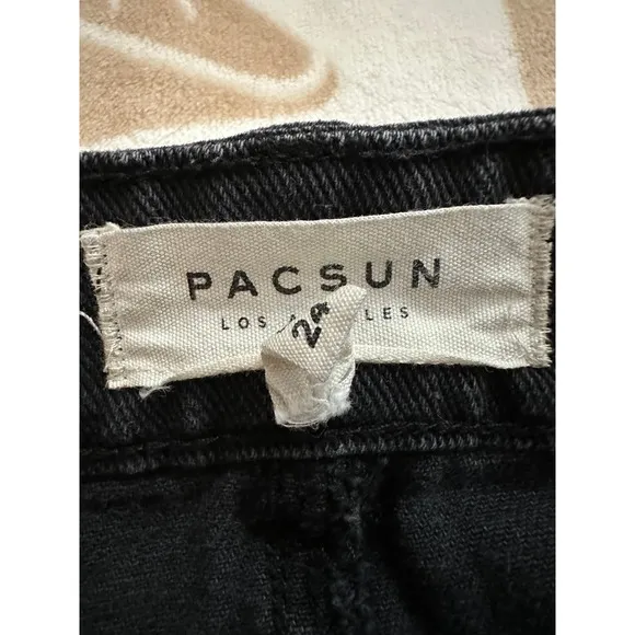 PacSun Distressed Black Mini‎ Jean Skirt Size 24 - Image 7