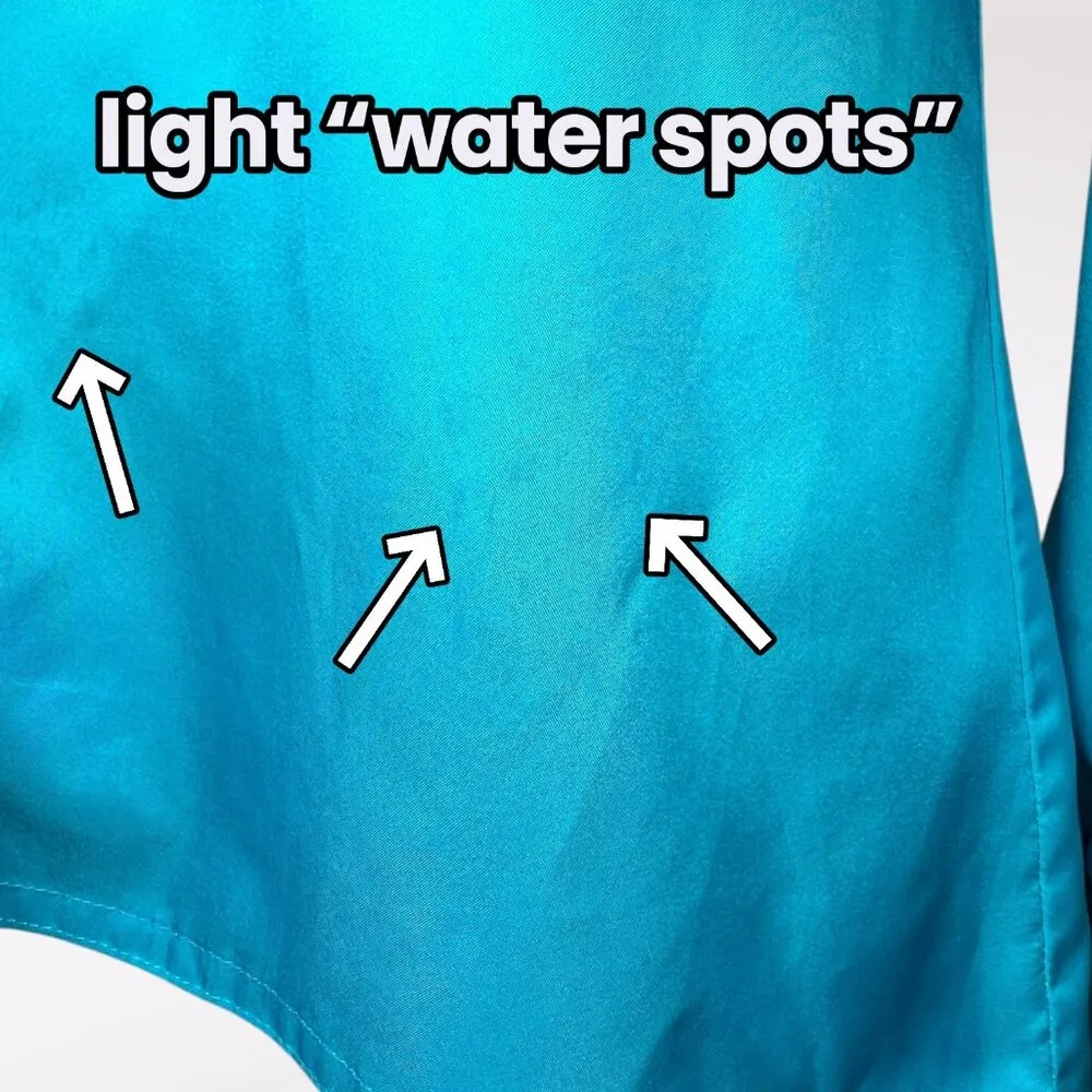 Vintage Blue Satin Button Up Blouse Size Small - Image 10