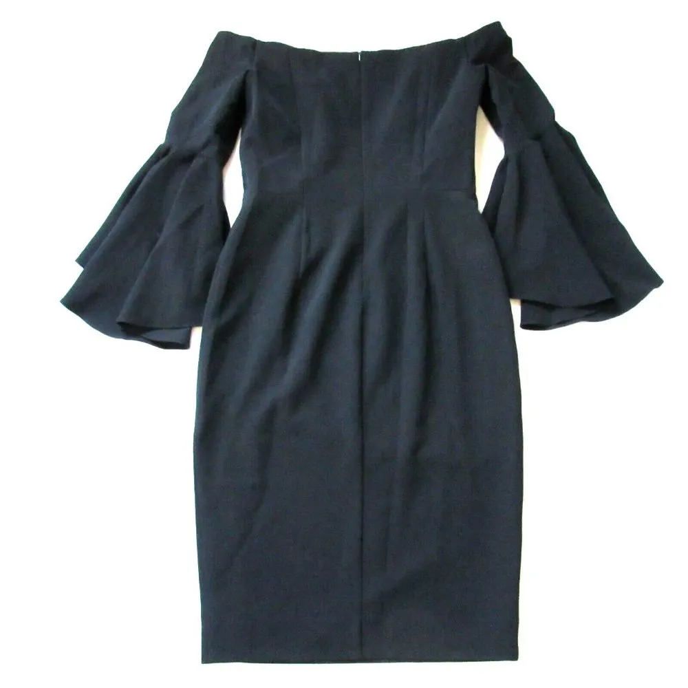 NWT MILLY Selena in Black Italian Cady Slit Side Sheath Dress 4 $485 - Image 7