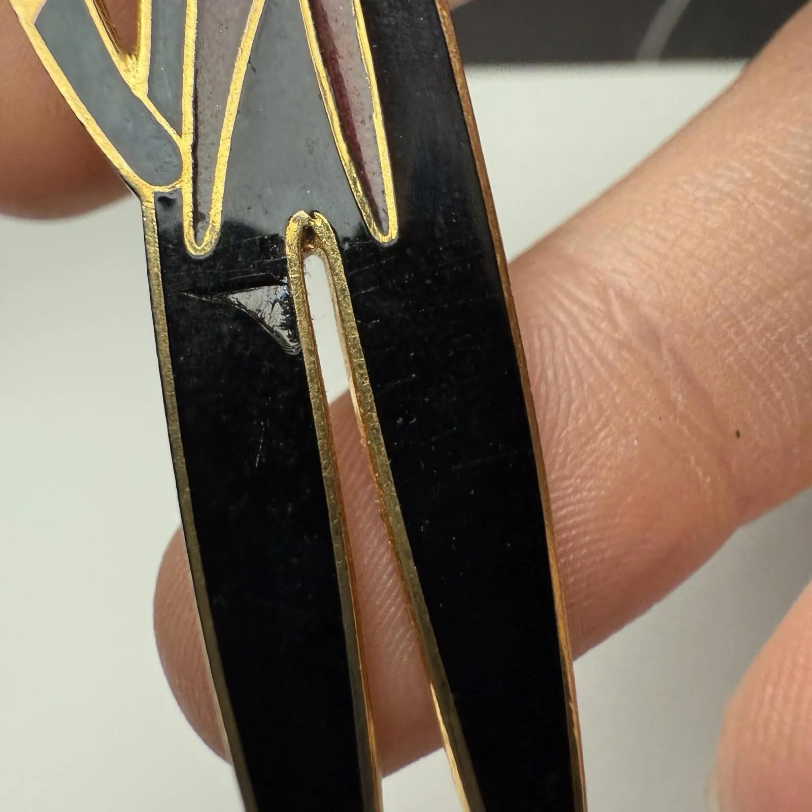 Laurel Burch Shaman Brooch Pin Gold Tone Black Red Enamel Tribal - Image 6