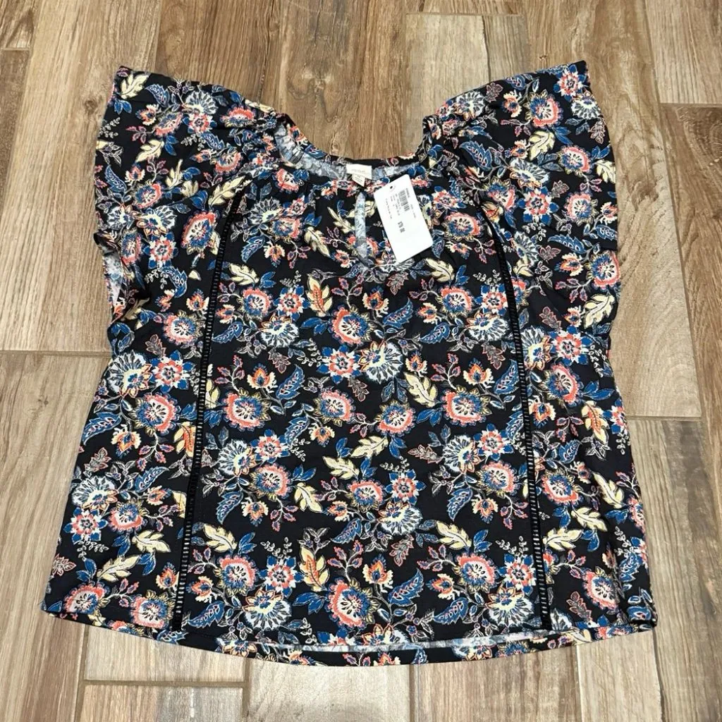 Roan + Ryan Fiona Paisley Ruffle Blouse Top Blue Size M - Image 2