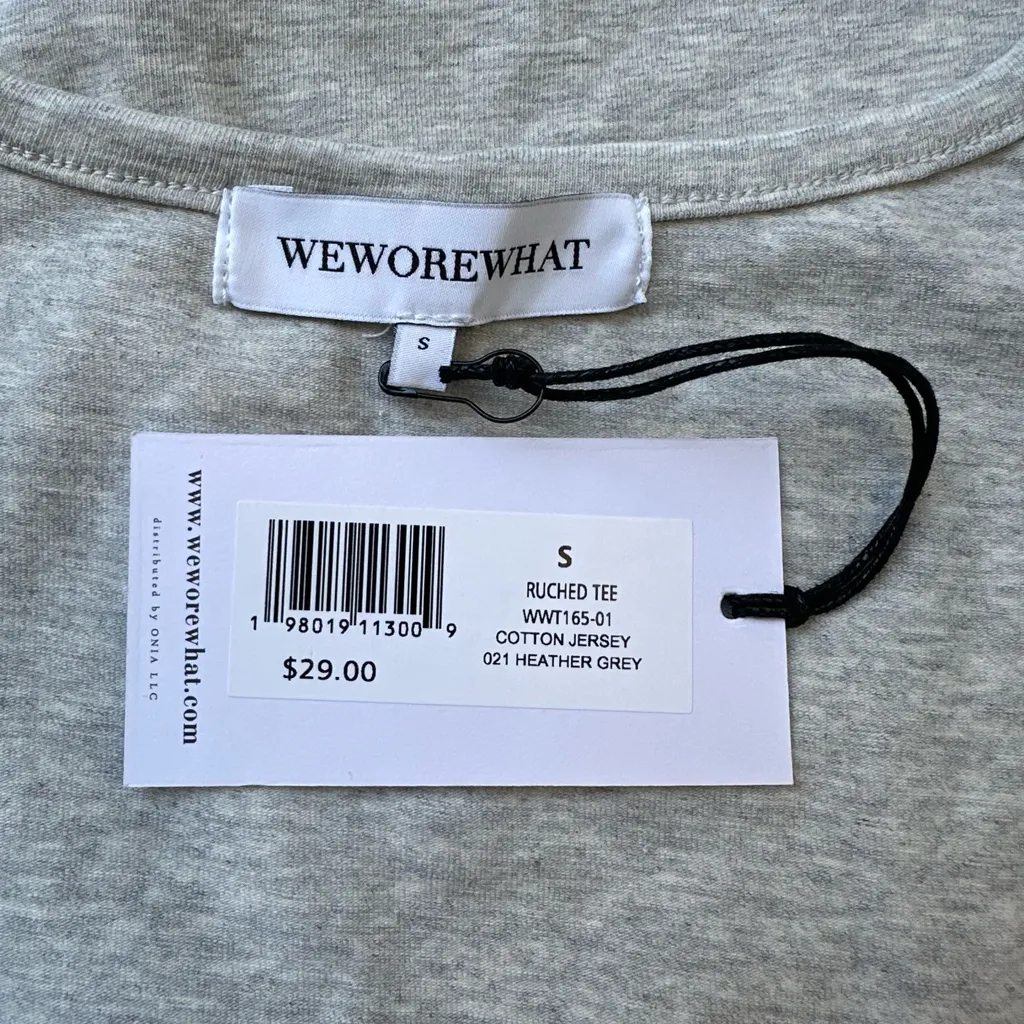 WeWoreWhat Ruched V-Neck Tee Heather Grey Size Small NWT - Image 2