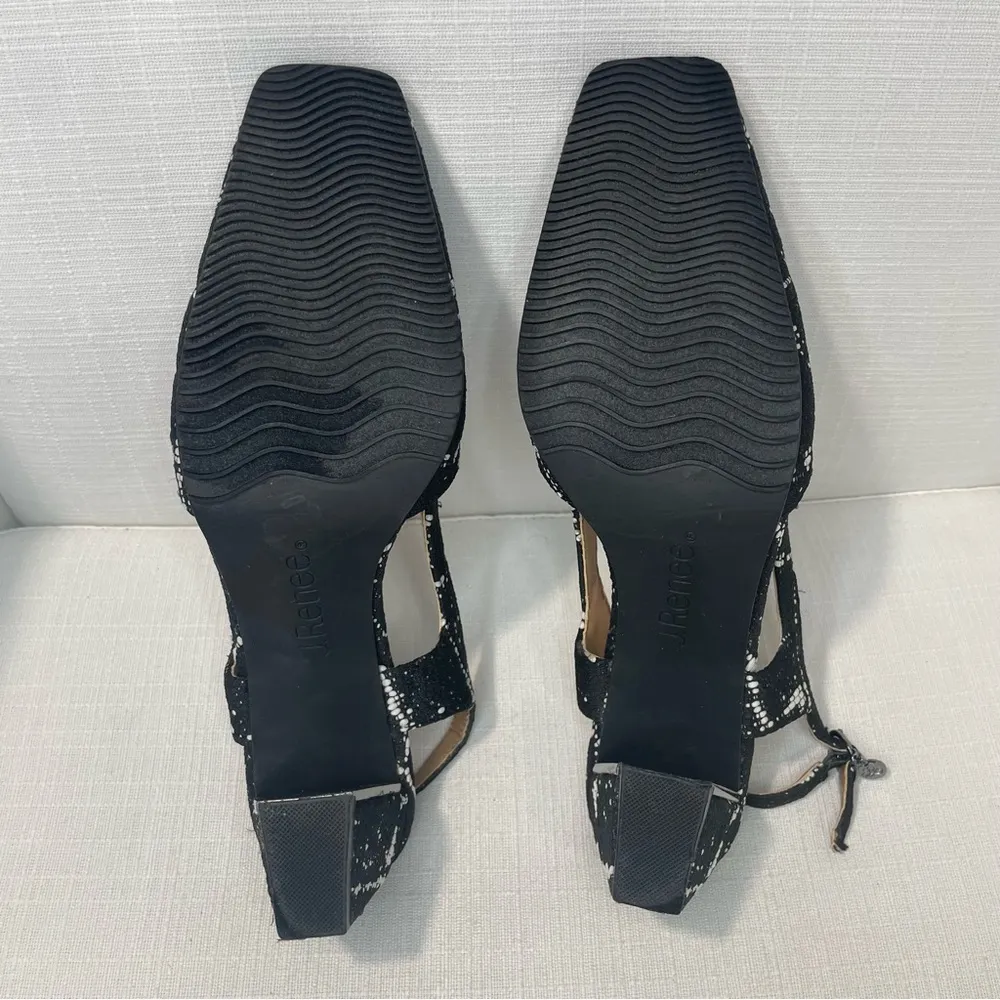 J Renee Samina Womens Sz 8.5 Black & White Plaid Sling Back Pumps - Image 16