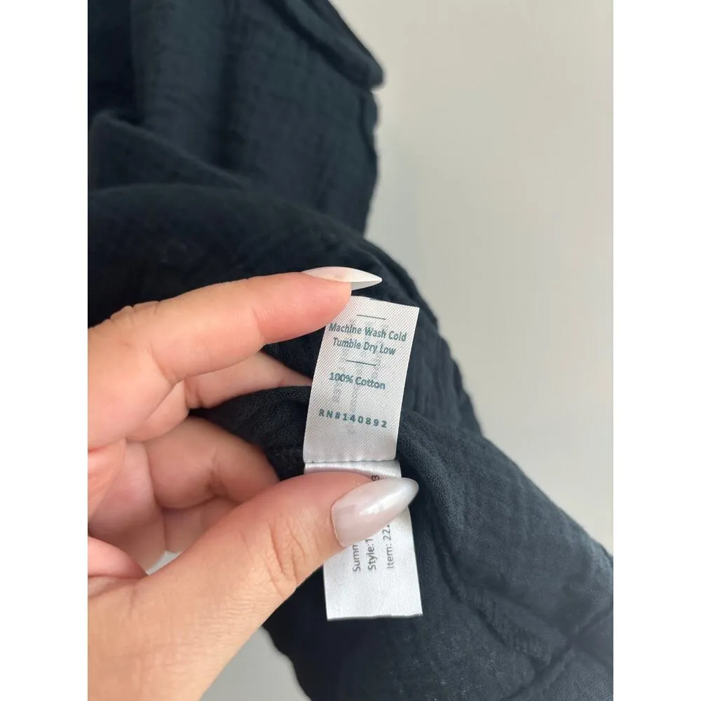 NWT Marine Layer Jude Flutter Sleeve Tank In Black Size Medium - Image 5