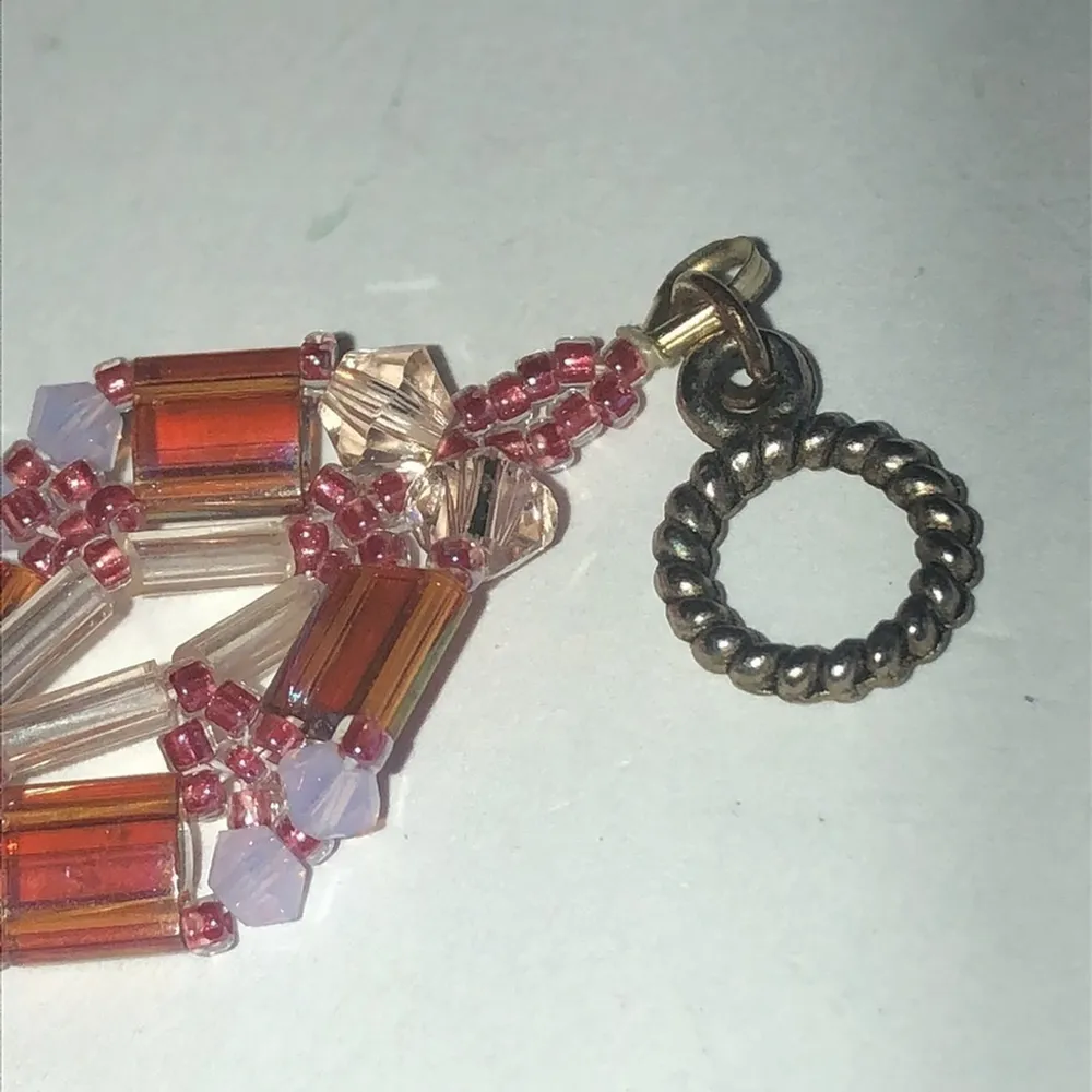 Vintage Boho Seed Bead Crystal Beaded Toggle Closure Bracelet - Image 4