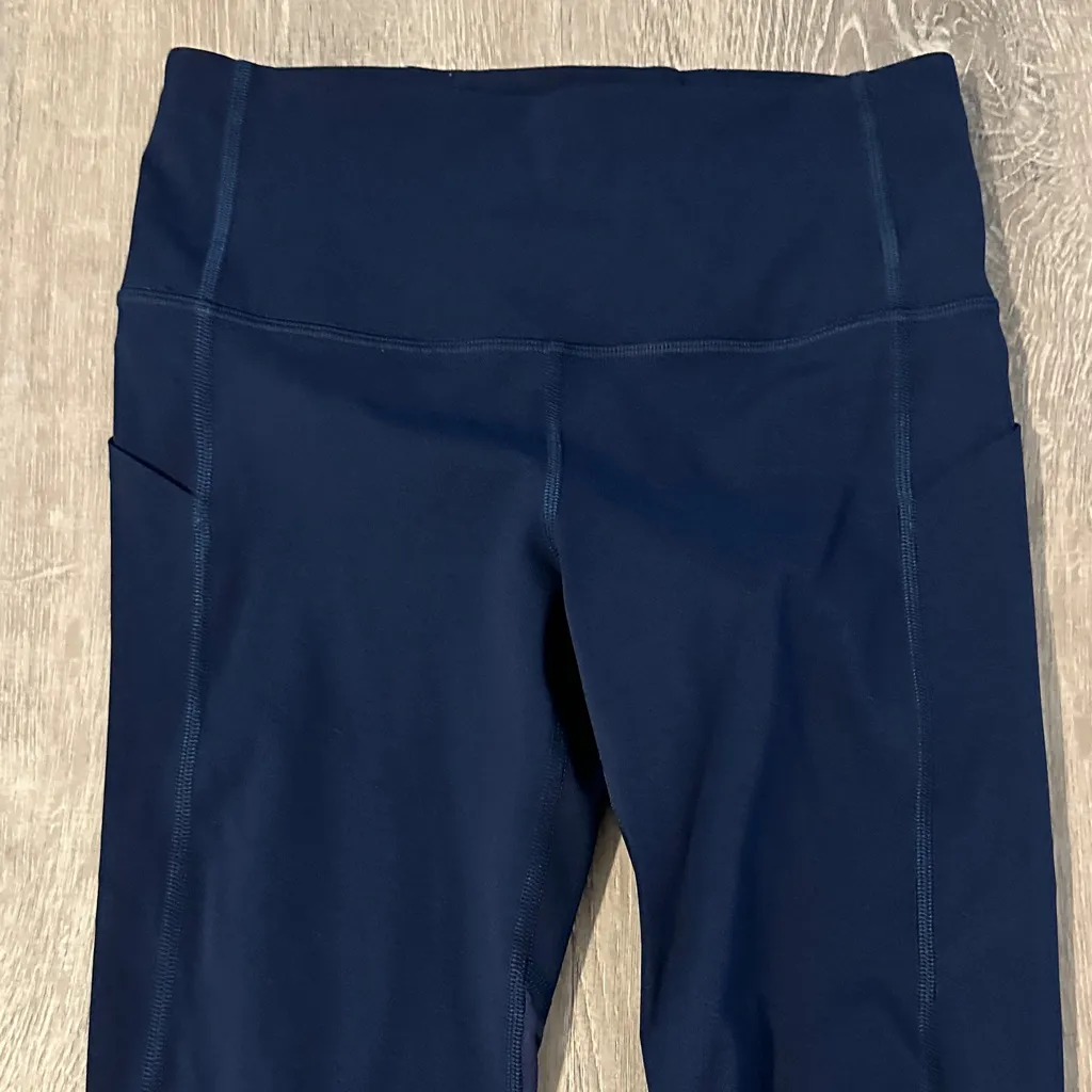 Lululemon 4 Pace Rival High Rise True Navy Crop Athletic Workout Women Leggings - Image 3