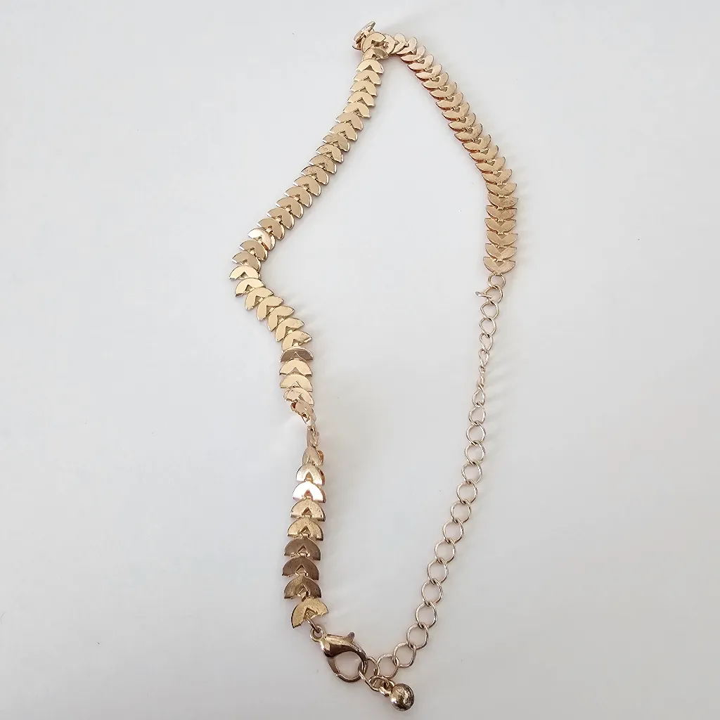 Rose Gold tone metal half moon link chocker adjustable Pink - Image 5