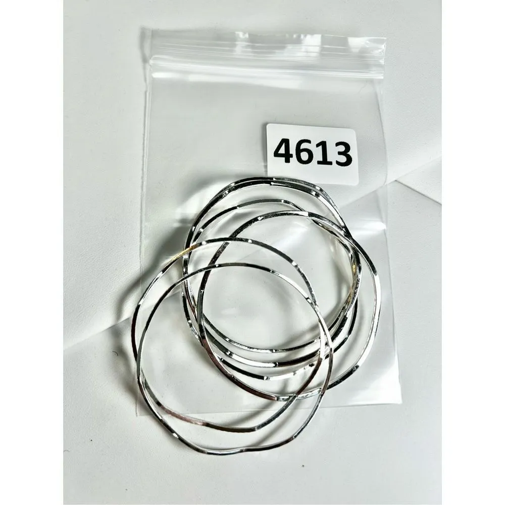 Set of 6 silver bangle bracelets - Image 5