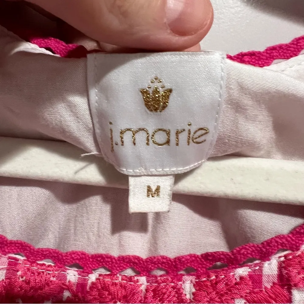 J. Marie The Cameron Top Pink Gingham Size M - Image 8