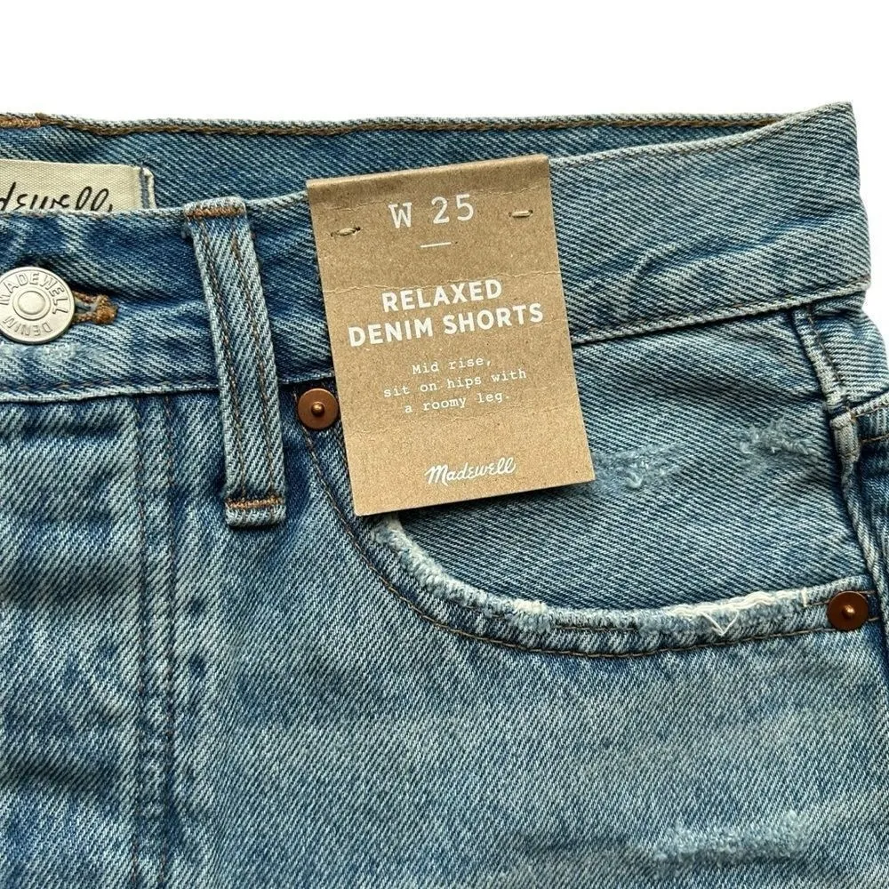 Madewell NWT Relaxed Denim Shorts Homecrest Wash Ripped Edition Distressed 25 - Image 7