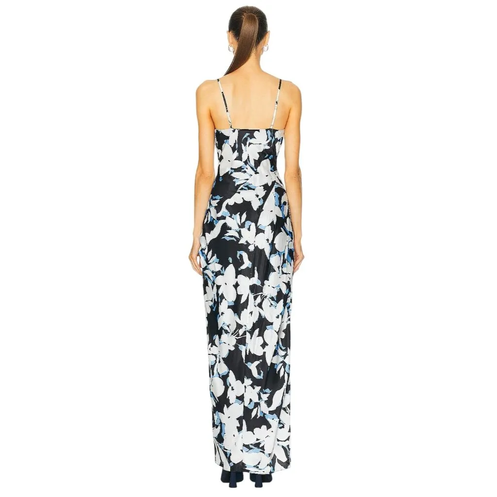 NICHOLAS Ariel Cowl Gown in Black Blur Print 0 New Womens Floral Long Maxi Dress - Image 2