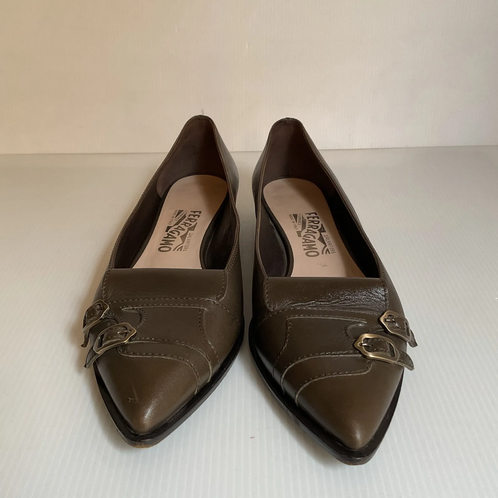 Vintage Salvatore Ferragamo Green Leather Loafers  Women’s Sz 8.5 Made in Italy - Image 3