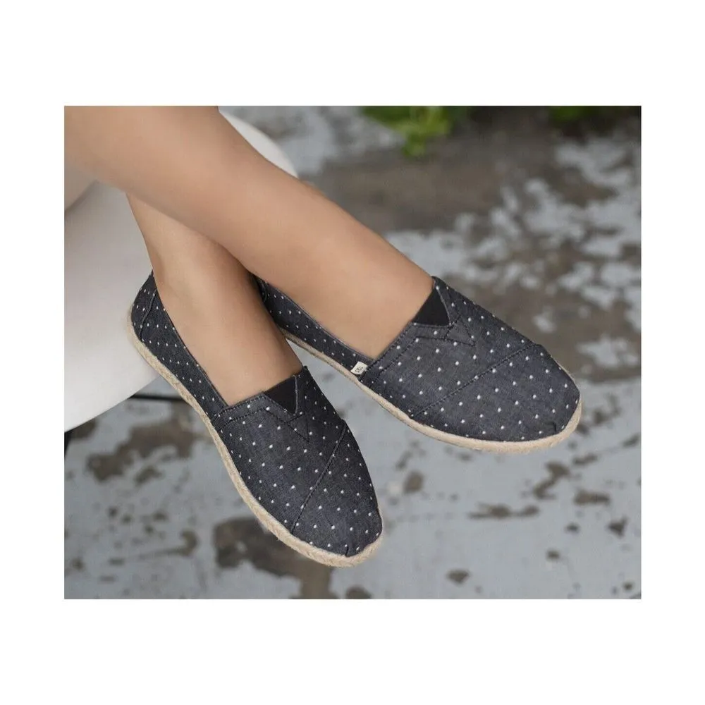 Toms Espadrille Alpargata Dot Chambray‎ Slip On Shoes Womens 6.5 Black Rope Sole - Image 11