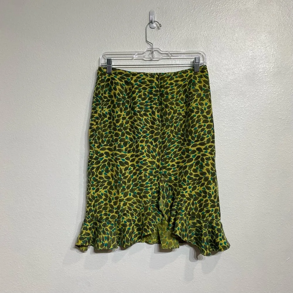 Alice & Trixie Yellow Leaf Silk Ruffle Hem Skirt Sz 6 NWOT - Image 9